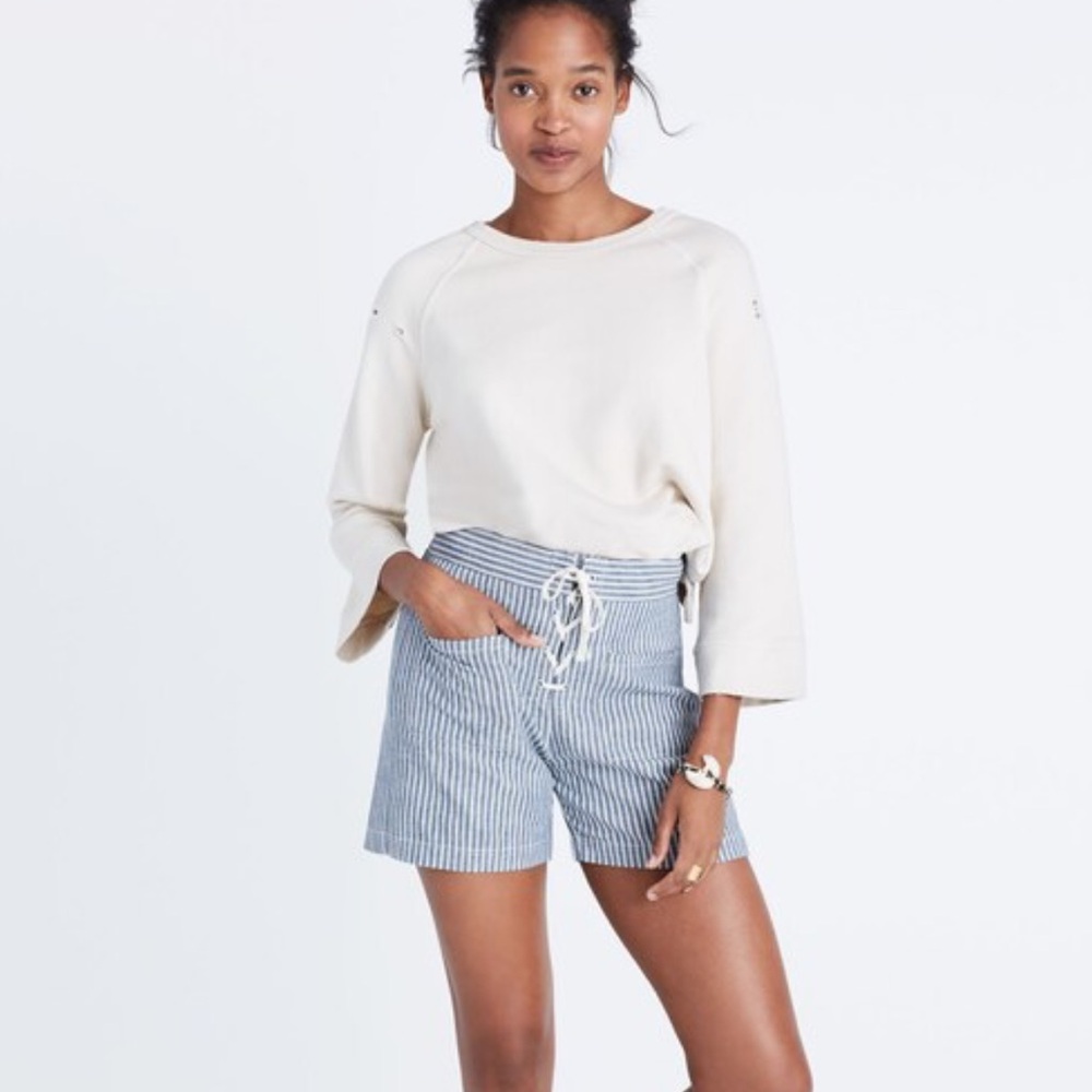 Madewell Striped Lace-up Shorts